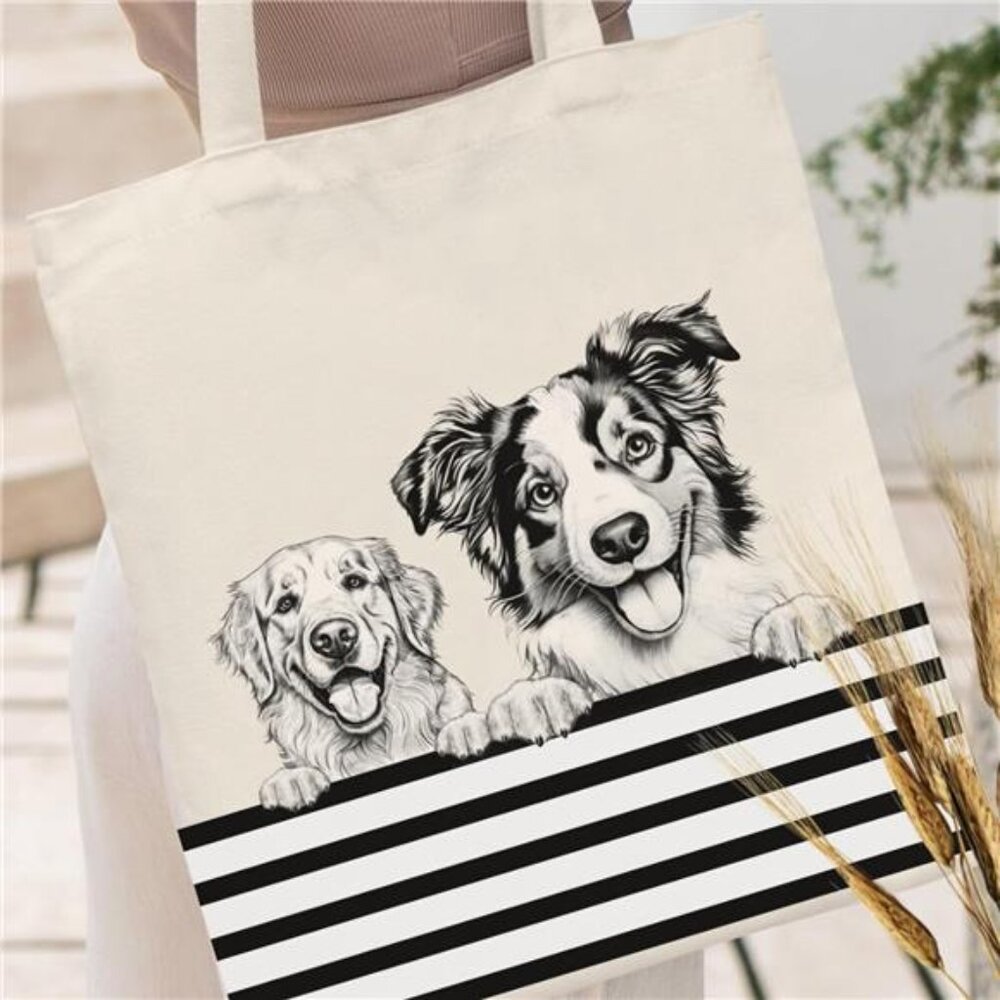 Canvas Tote Bag for Women Aesthetic Cute Cat Shopping Grocery Reusable Bag - Picture 2 of 6